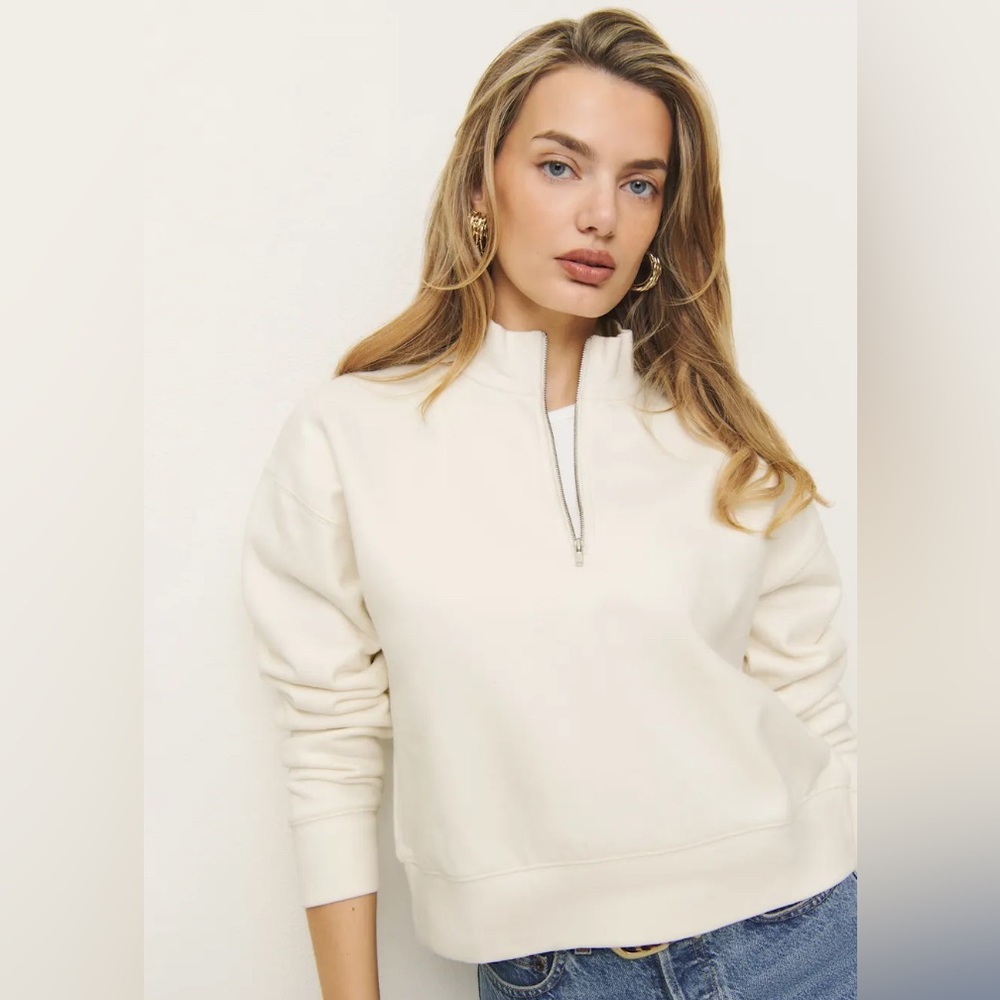 Reformation Cream Half-Zip Sweatshirt